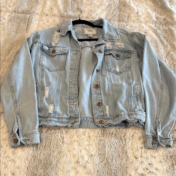 Light Blue Distressed Denim Jacket - Picture 1 of 2